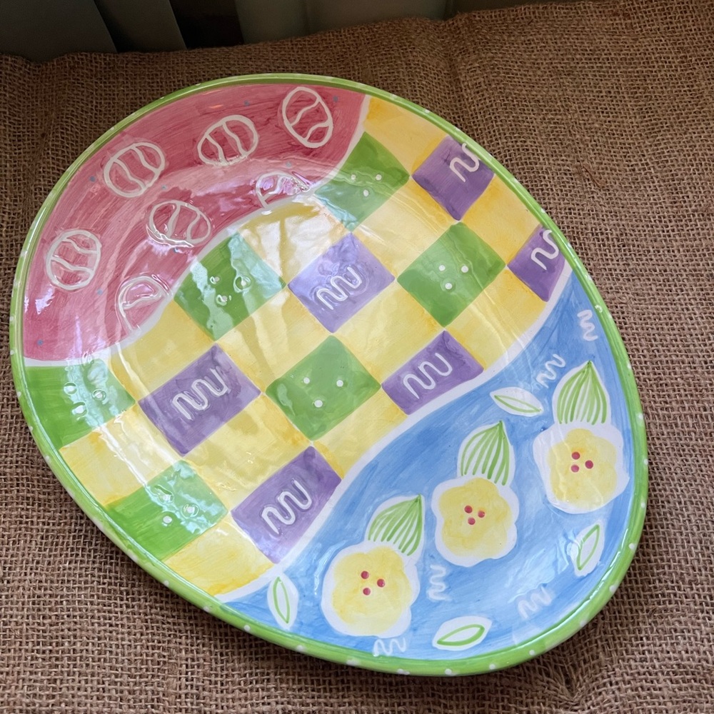 🐰 Easter Platter Colorful Decorative Ceramic Bella Casa Platter 🐰